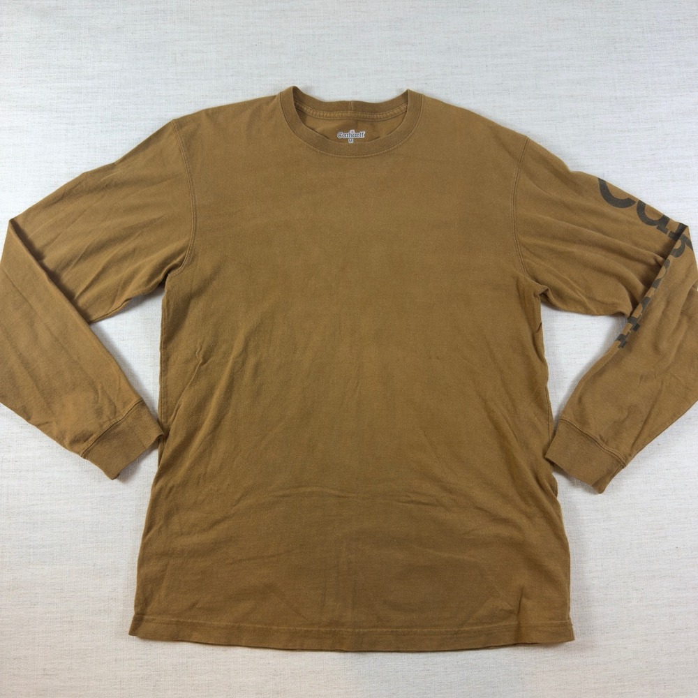 Carhartt Mens Long Sleeve Graphic Logo T-Shirt Brown Cotton Size M
